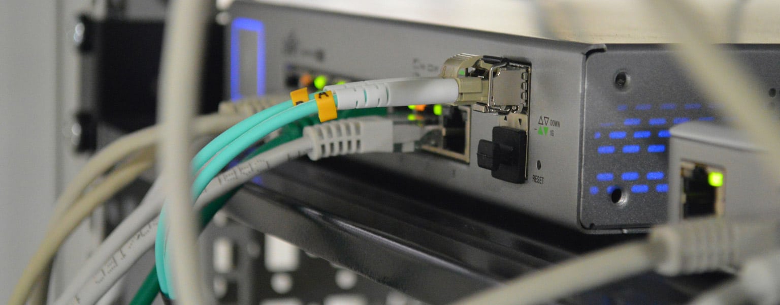 A network router and switch working
